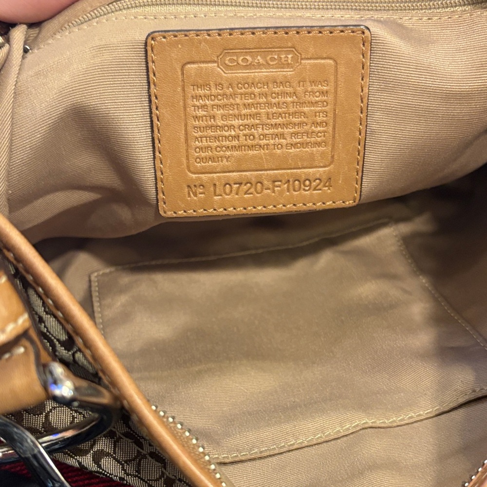 Coach Tan and Brown Small C Y2K Hobo Shoulder Bag Vintage F10924 - Picture 12 of 16